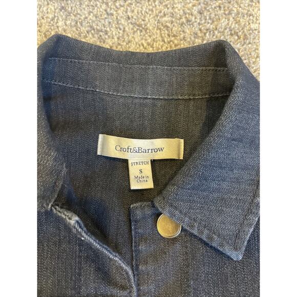 Croft & Barrow Long Sleeve Button Up Jean Jacket Womens Size Small Dark Wash - Picture 4 of 10